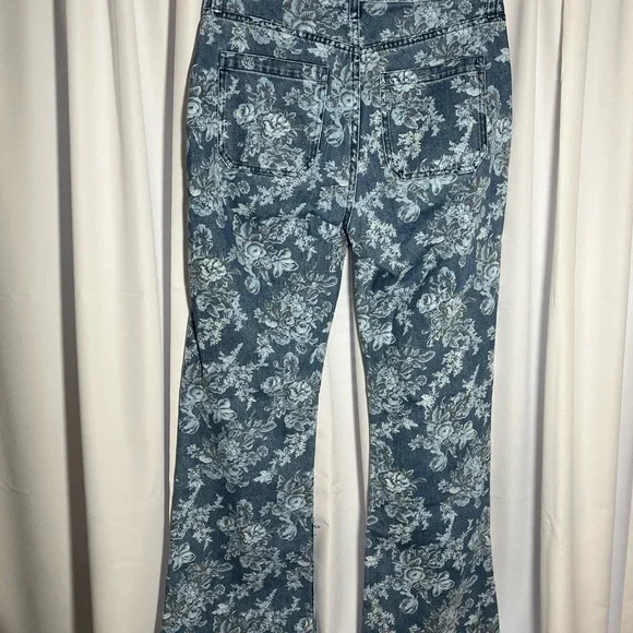 GAP Love Shack Fancy 70’s Flare High Rise Floral Jeans Sz 28 - Picture 3 of 6